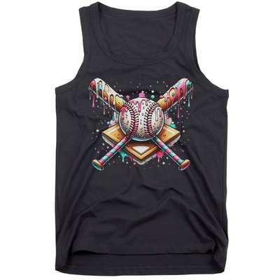 Drip Ice Cream Dripping Baseball Player Tank Top