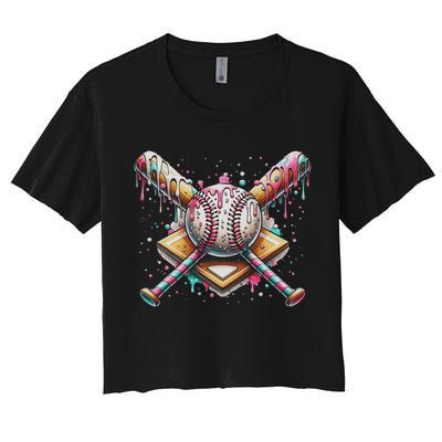 Drip Ice Cream Dripping Baseball Player Crop Top