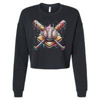 Drip Ice Cream Dripping Baseball Player Cropped Pullover Crew