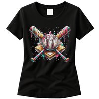 Drip Ice Cream Dripping Baseball Player Womens T-Shirt