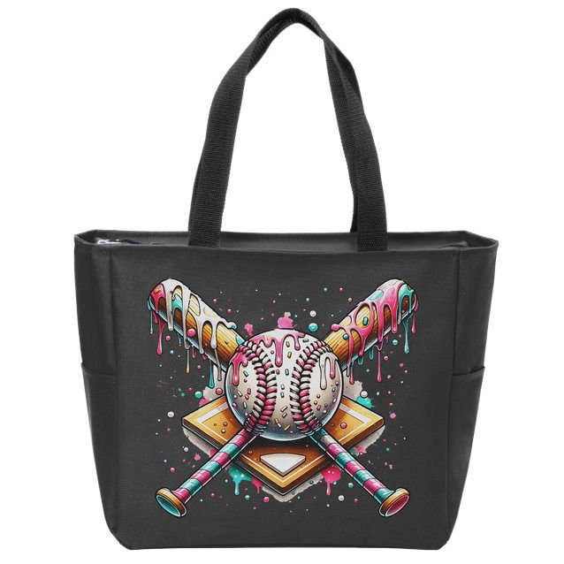 Drip Ice Cream Dripping Baseball Player Zip Tote Bag