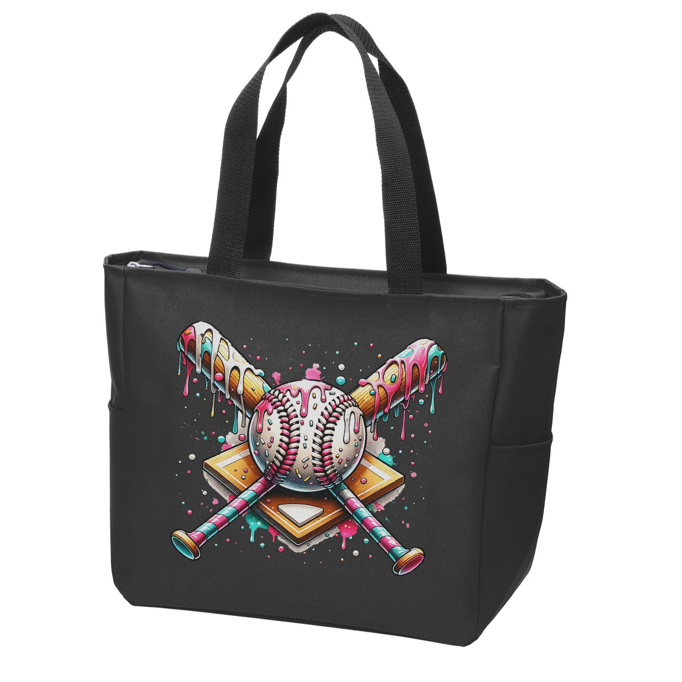 Drip Ice Cream Dripping Baseball Player Zip Tote Bag
