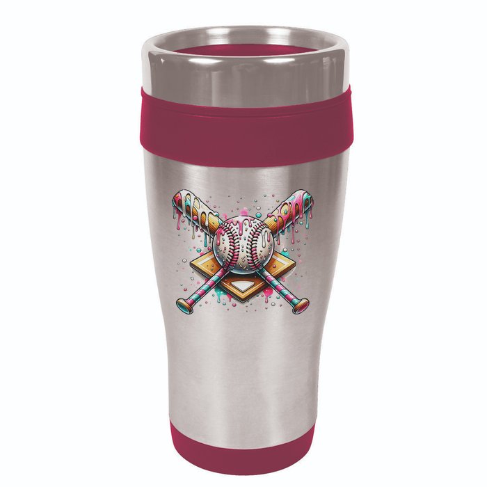Drip Ice Cream Dripping Baseball Player 16oz Travel Tumbler