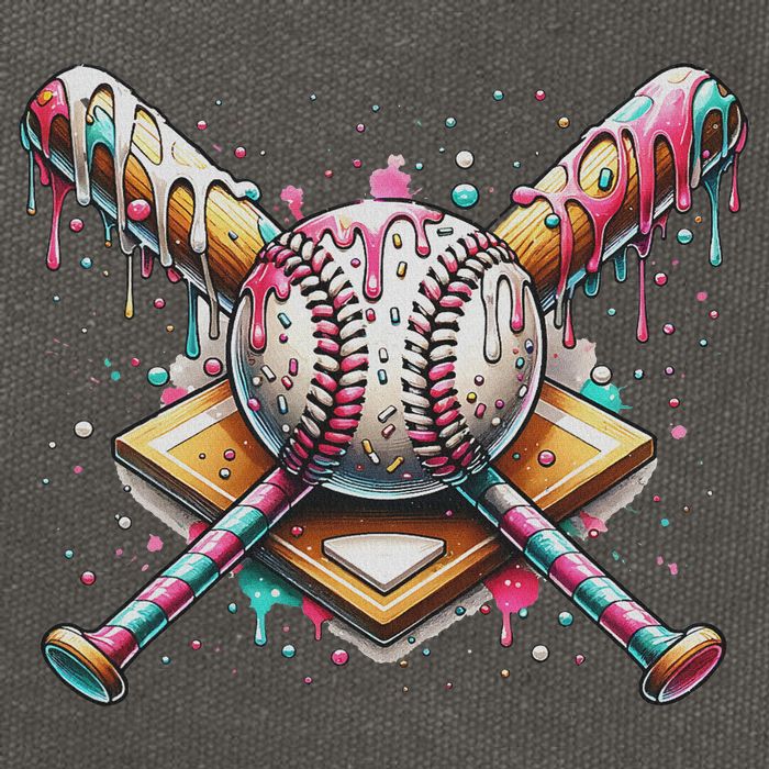 Drip Ice Cream Dripping Baseball Player Cotton Canvas Backpack