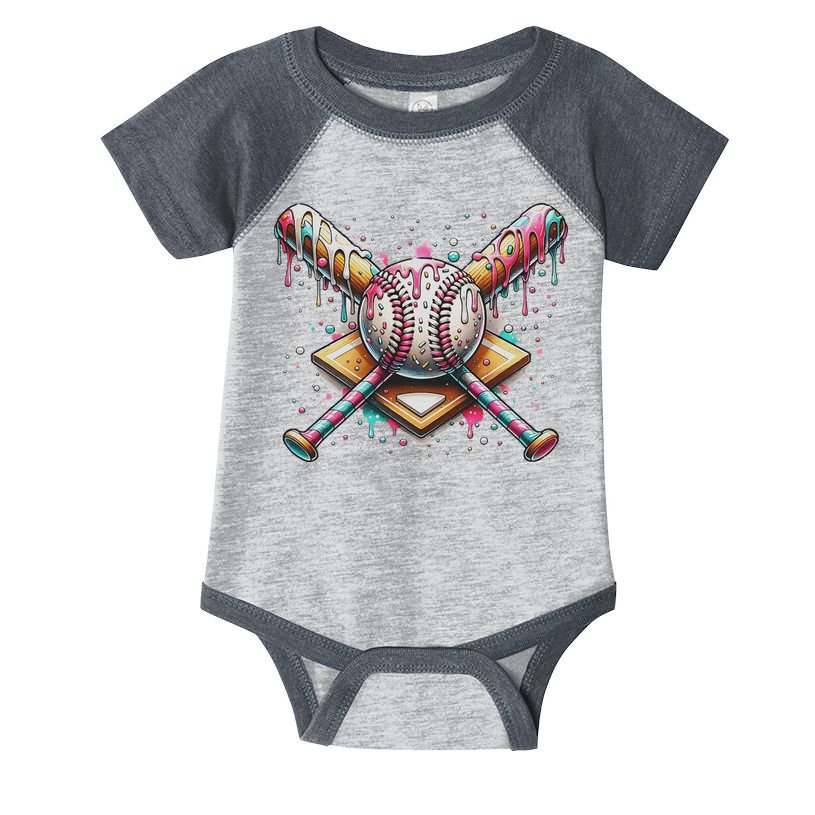 Drip Ice Cream Dripping Baseball Player Infant Baby Jersey Bodysuit