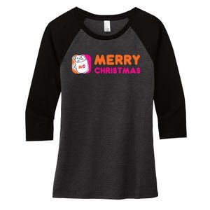 Dunkin Inspired Christmas Women's Tri-Blend 3/4-Sleeve Raglan Shirt