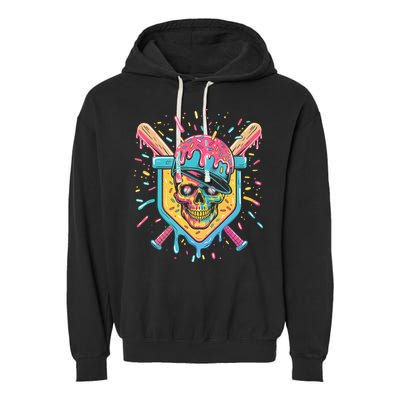 Drip Ice Cream Skull Garment-Dyed Fleece Hoodie