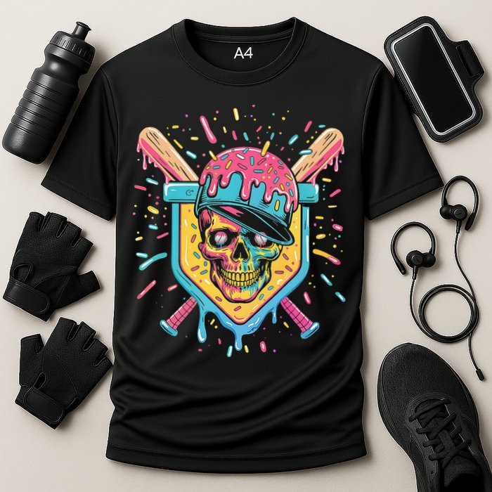 Drip Ice Cream Skull Cooling Performance Crew T-Shirt