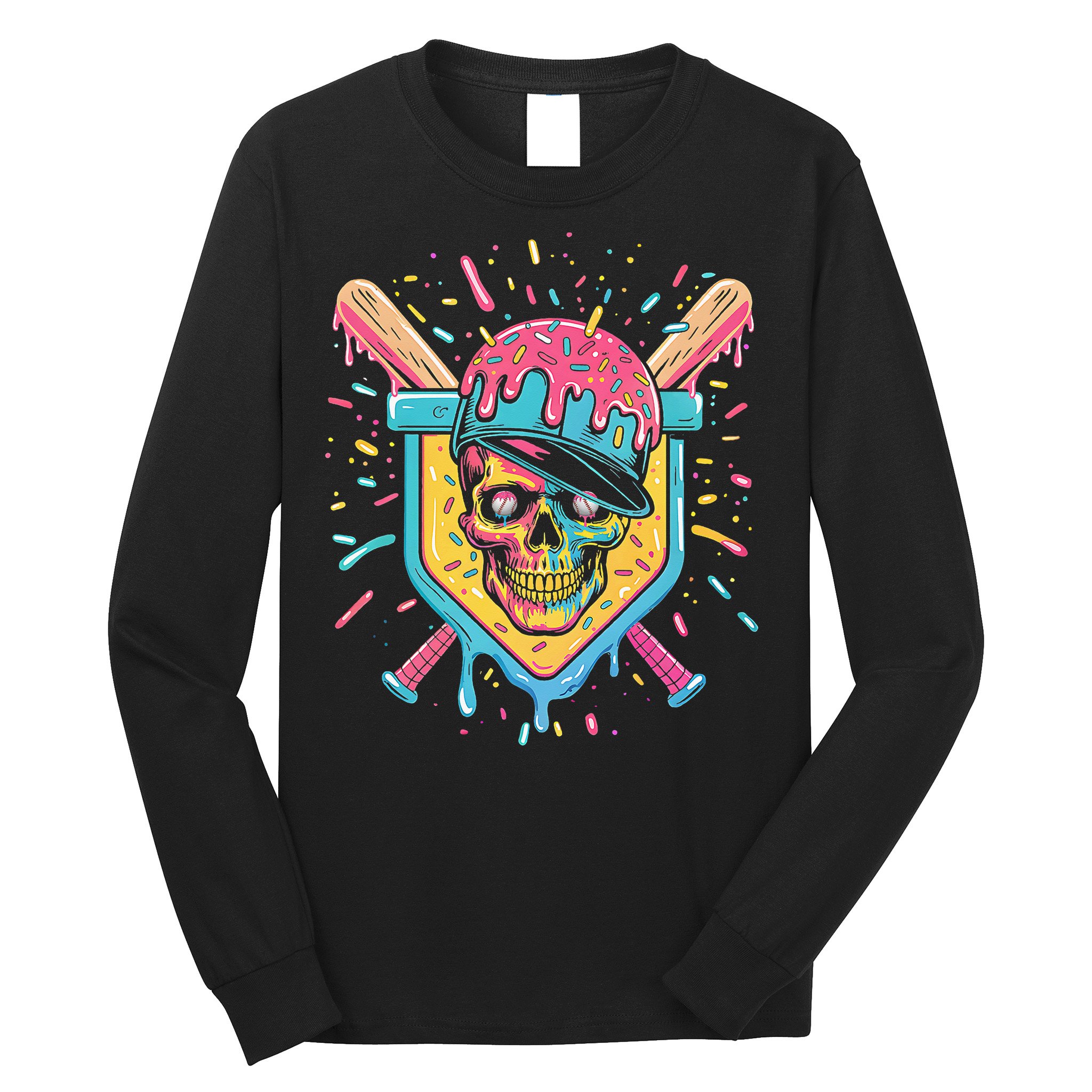 Drip Ice Cream Skull Long Sleeve Shirt