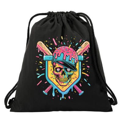 Drip Ice Cream Skull Drawstring Bag
