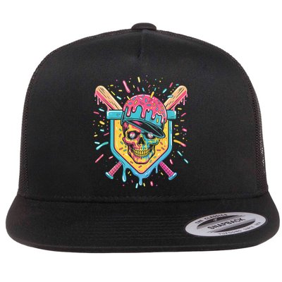 Drip Ice Cream Skull Flatbill Hat