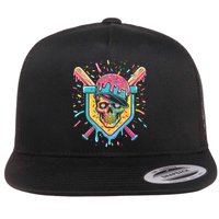 Drip Ice Cream Skull Flat Bill Trucker Hat