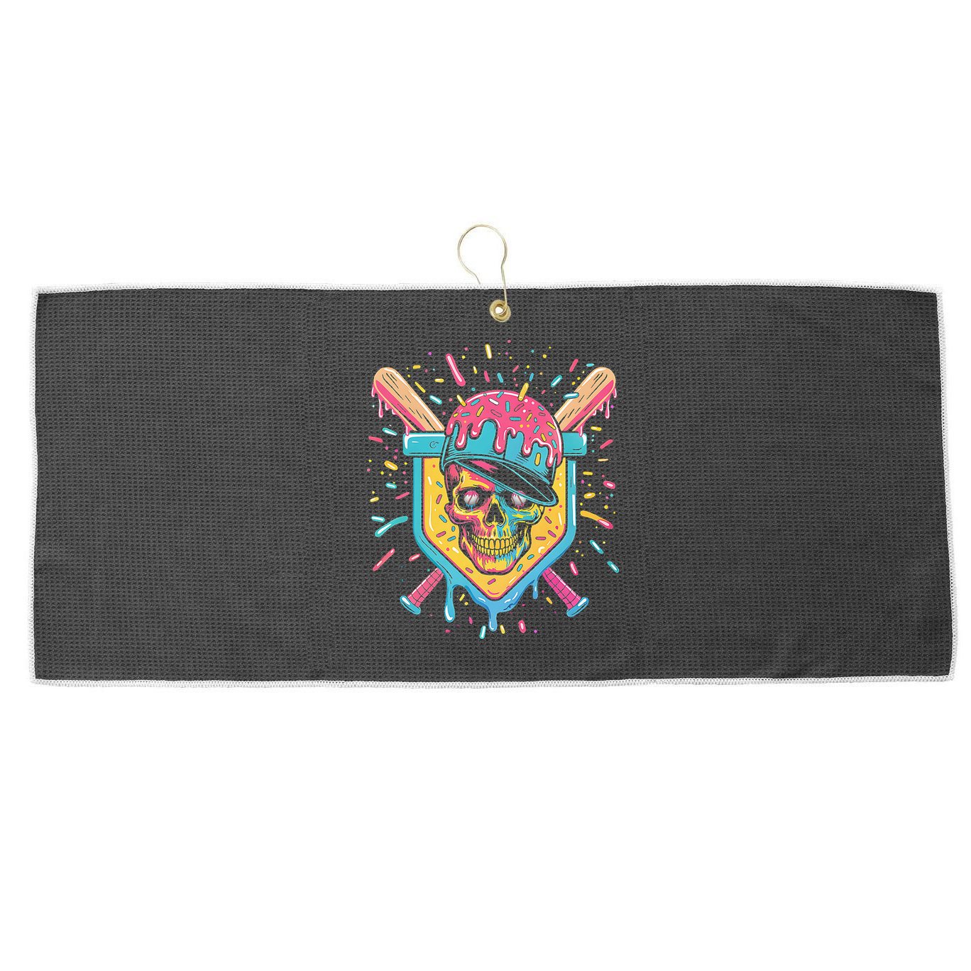 Drip Ice Cream Skull Large Microfiber Waffle Golf Towel