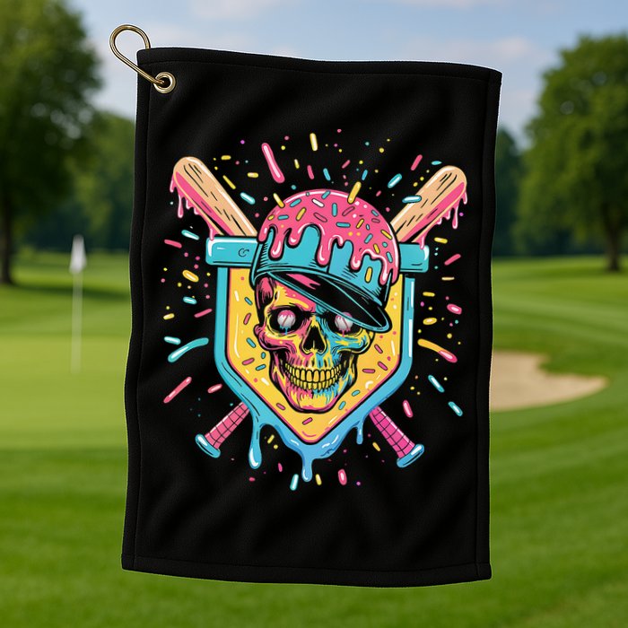 Drip Ice Cream Skull Golf Towel