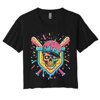 Drip Ice Cream Skull Women's Crop Top Tee