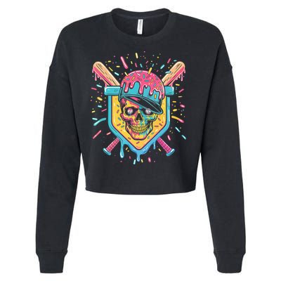Drip Ice Cream Skull Cropped Pullover Crew
