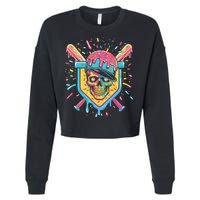 Drip Ice Cream Skull Cropped Pullover Crew