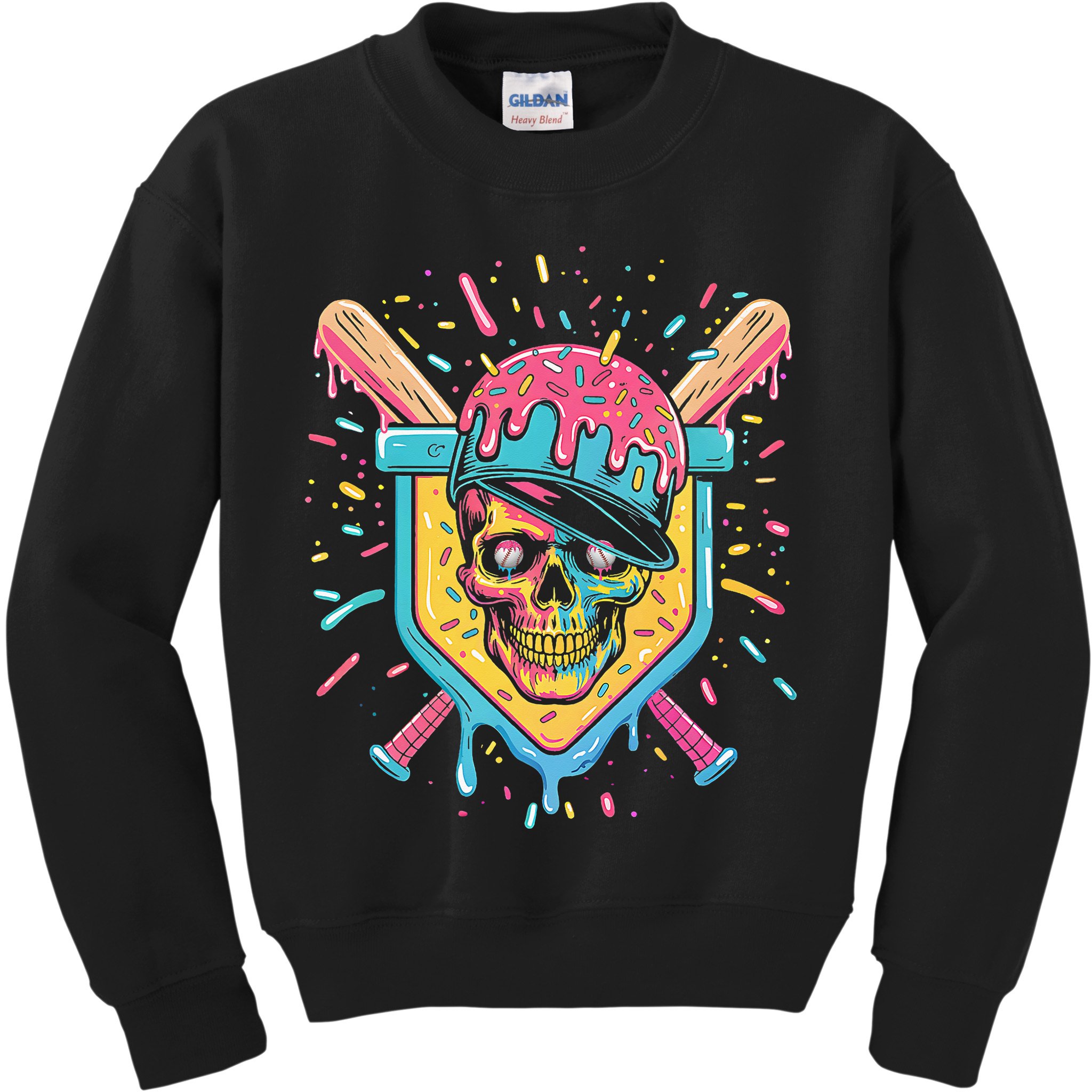 Drip Ice Cream Skull Kids Sweatshirt
