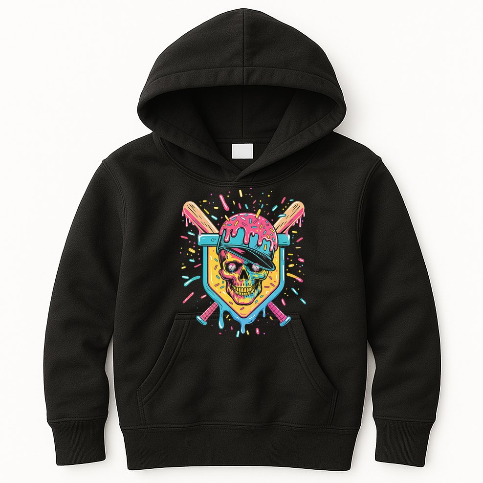 Drip Ice Cream Skull Kids Hoodie