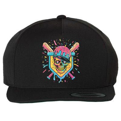 Drip Ice Cream Skull Wool Snapback Cap
