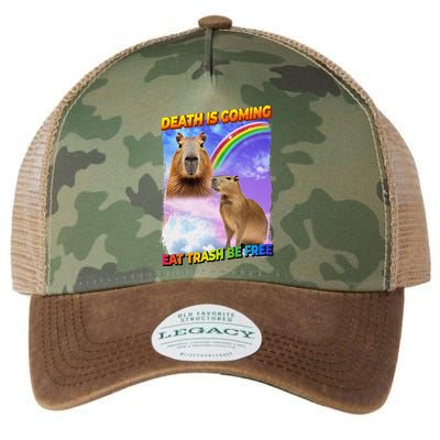 Death Is Coming Eat Trash Be Free Capibara Legacy Tie Dye Trucker Hat