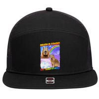 Death Is Coming Eat Trash Be Free Capibara 7 Panel Mesh Trucker Snapback Hat
