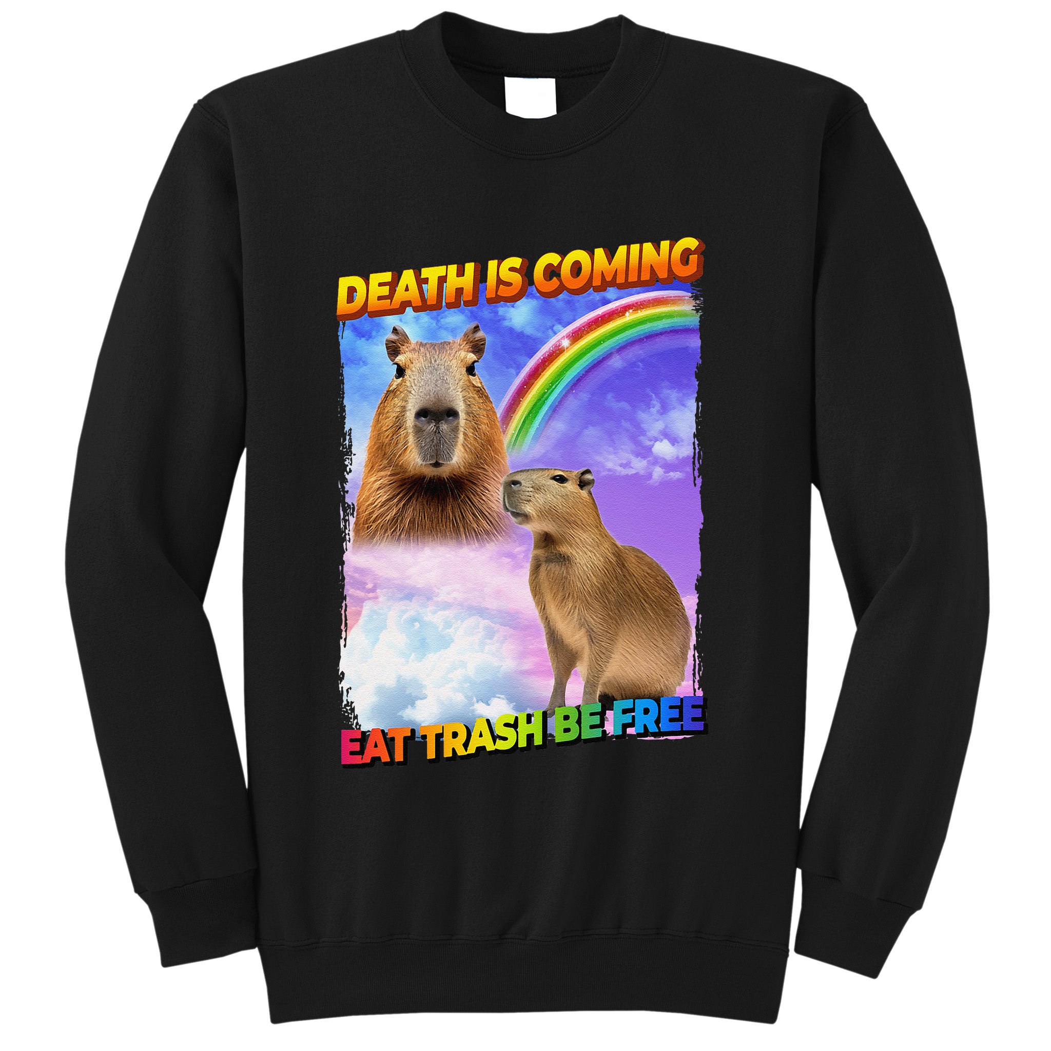 Death Is Coming Eat Trash Be Free Capibara Sweatshirt