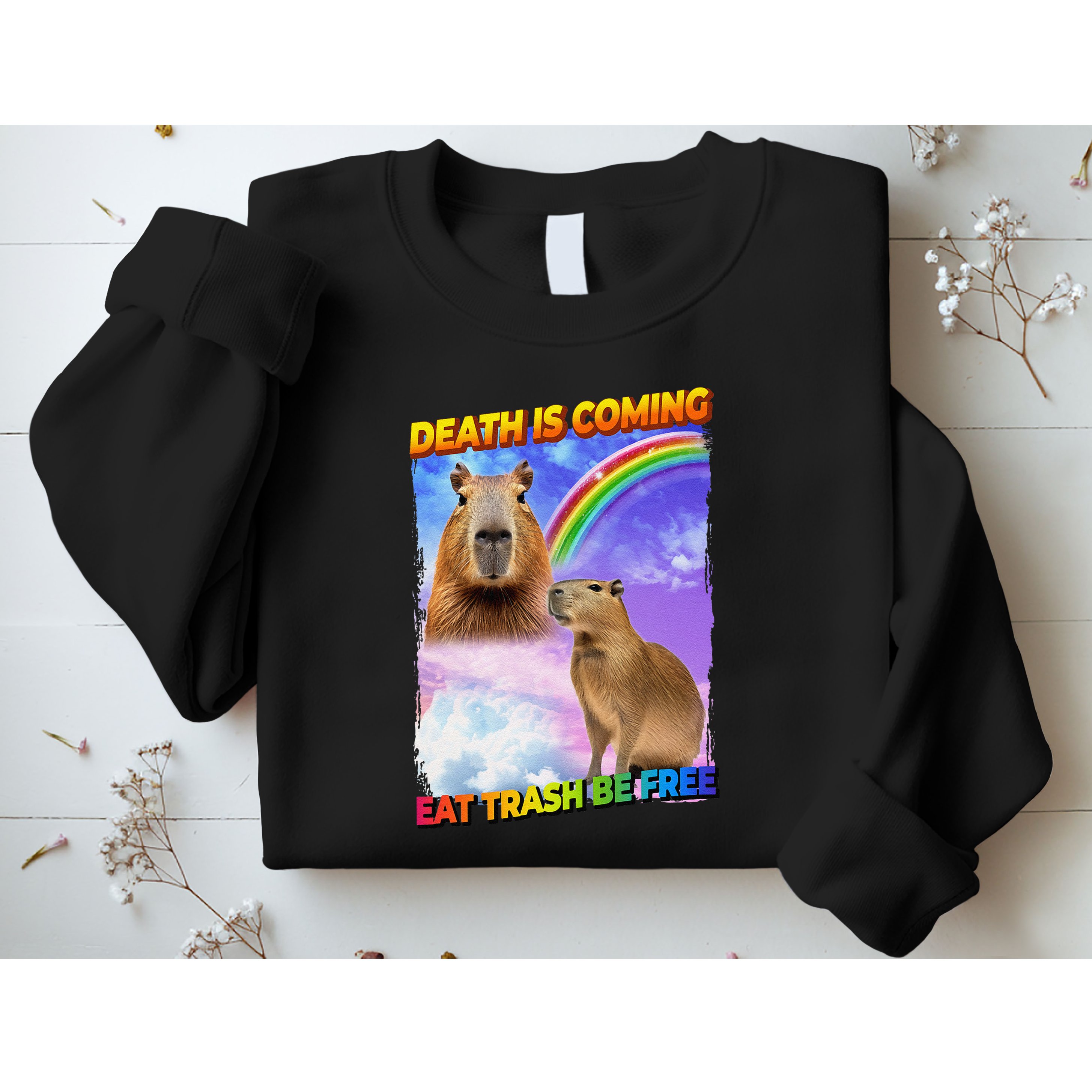 Death Is Coming Eat Trash Be Free Capibara Sweatshirt