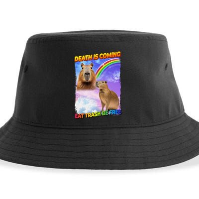 Death Is Coming Eat Trash Be Free Capibara Sustainable Bucket Hat