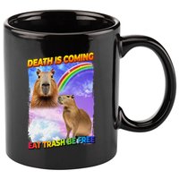 Death Is Coming Eat Trash Be Free Capibara 11oz C Handle Ceramic Mug