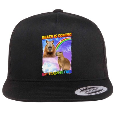 Death Is Coming Eat Trash Be Free Capibara Flatbill Hat