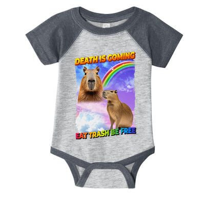 Death Is Coming Eat Trash Be Free Capibara Infant Baby Jersey Bodysuit