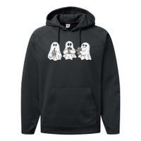 Drinking Ice Coffee Latte Beverage Ghost Halloween Performance Fleece Hoodie