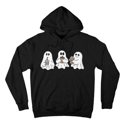 Drinking Ice Coffee Latte Beverage Ghost Halloween Hoodie