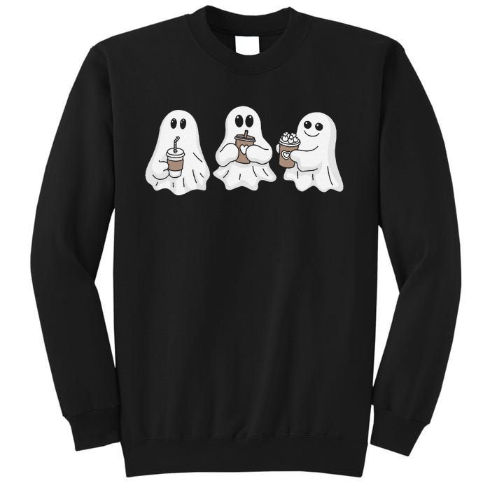 Drinking Ice Coffee Latte Beverage Ghost Halloween Sweatshirt