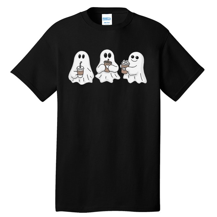 Drinking Ice Coffee Latte Beverage Ghost Halloween Tall T-Shirt