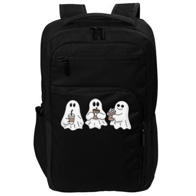 Drinking Ice Coffee Latte Beverage Ghost Halloween Impact Tech Backpack