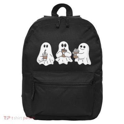Drinking Ice Coffee Latte Beverage Ghost Halloween 16 in Basic Backpack