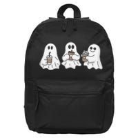 Drinking Ice Coffee Latte Beverage Ghost Halloween 16 in Basic Backpack