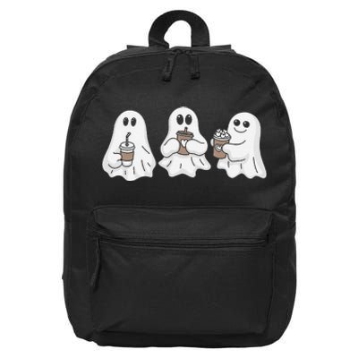 Drinking Ice Coffee Latte Beverage Ghost Halloween 16 in Basic Backpack