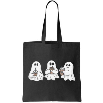 Drinking Ice Coffee Latte Beverage Ghost Halloween Tote Bag