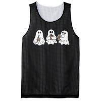 Drinking Ice Coffee Latte Beverage Ghost Halloween Mesh Reversible Basketball Jersey Tank