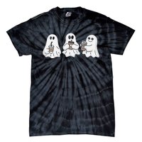 Drinking Ice Coffee Latte Beverage Ghost Halloween Tie-Dye T-Shirt