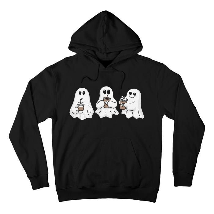 Drinking Ice Coffee Latte Beverage Ghost Halloween Tall Hoodie