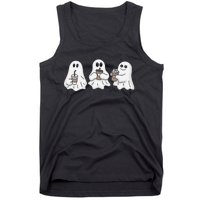 Drinking Ice Coffee Latte Beverage Ghost Halloween Tank Top