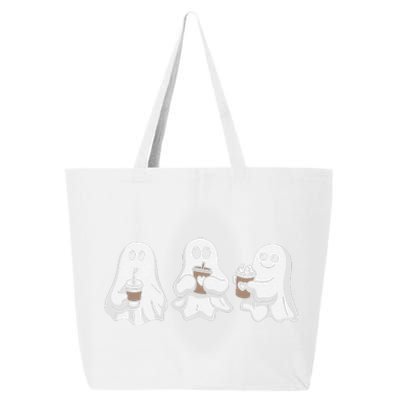 Drinking Ice Coffee Latte Beverage Ghost Halloween 25L Jumbo Tote