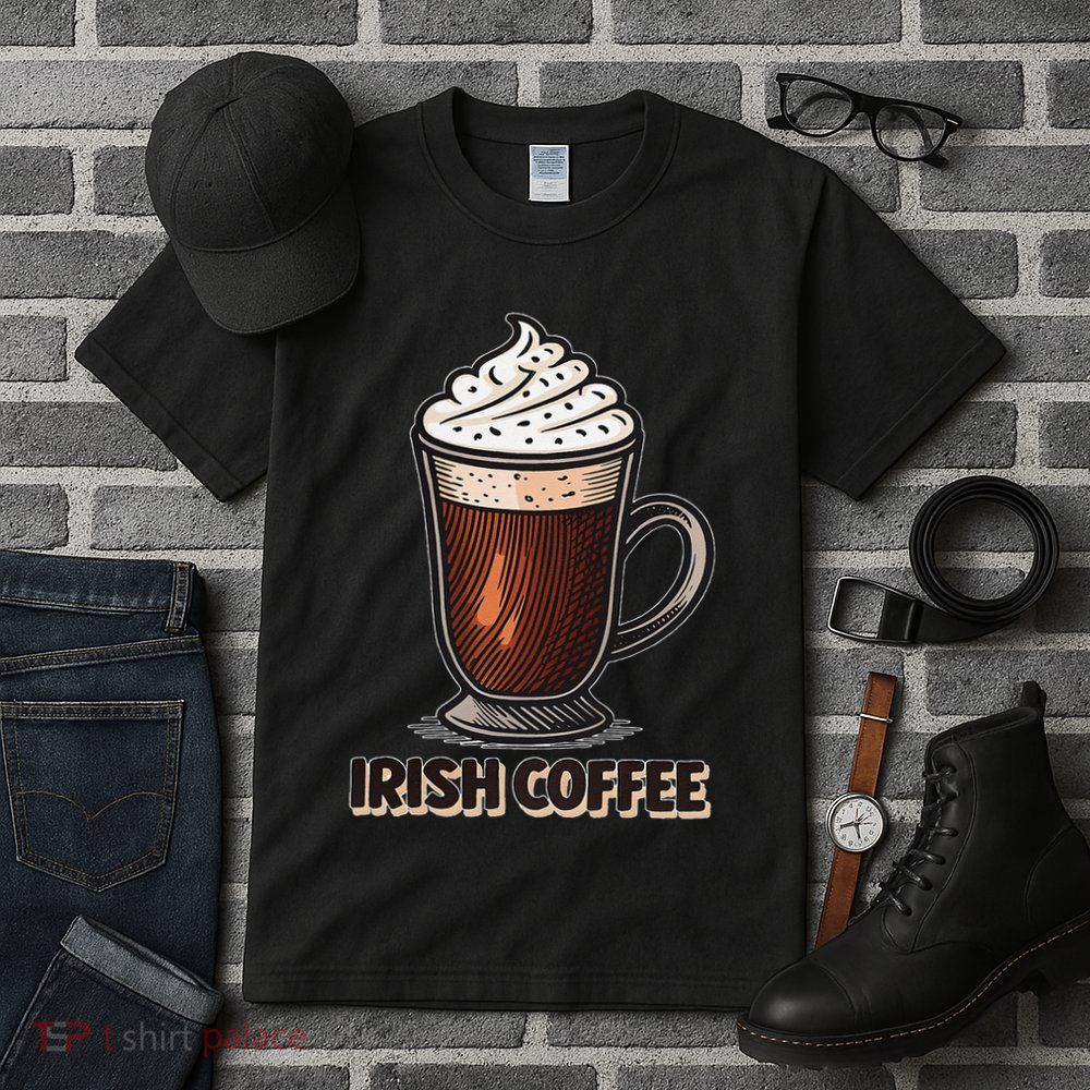 Delightful Irish Coffee Illustration Featuring Whipped Cream Tall T-Shirt