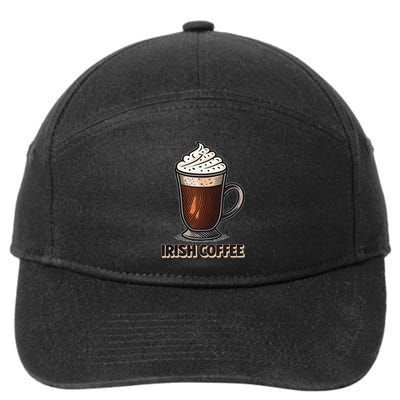 Delightful Irish Coffee Illustration Featuring Whipped Cream 7-Panel Snapback Hat