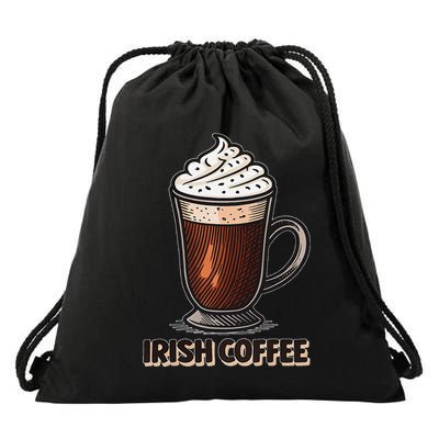 Delightful Irish Coffee Illustration Featuring Whipped Cream Drawstring Bag