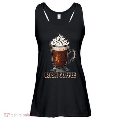 Delightful Irish Coffee Illustration Featuring Whipped Cream Ladies Essential Flowy Tank